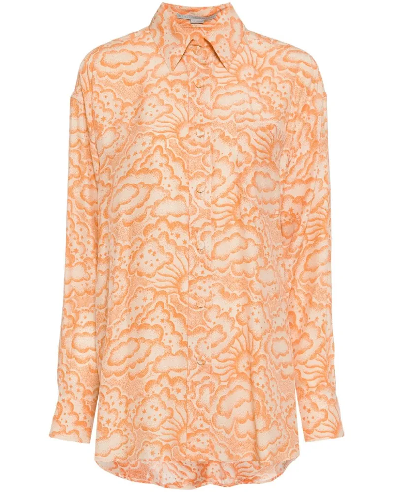 Stella McCartney Seidenhemd mit Wolken-Print - Orange Orange