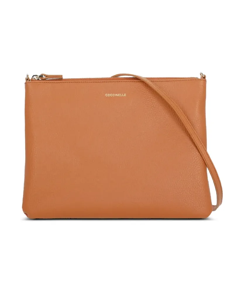Coccinelle grained leather clutch bag - Orange Orange