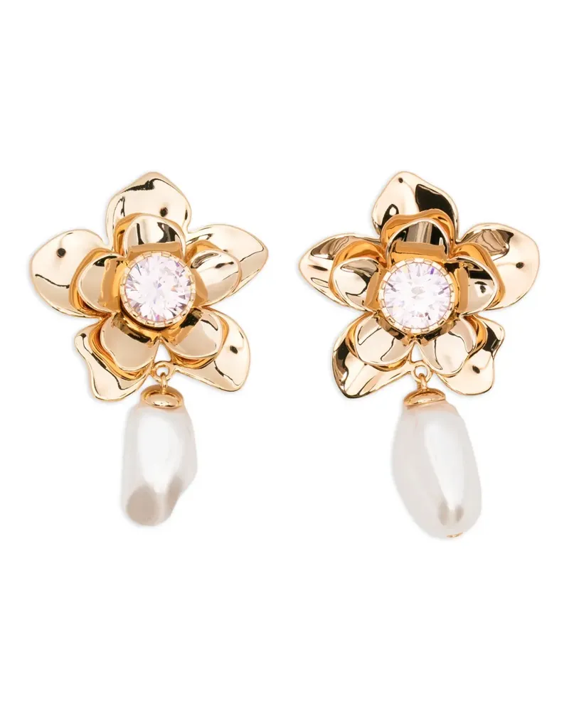 Self-Portrait flower-motif earrings - Gold Gold