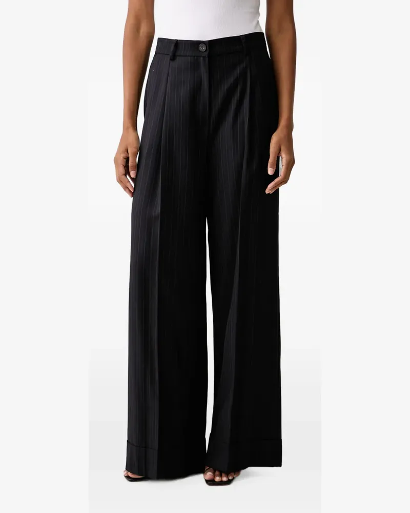 VICOLO pinstriped palazzo pants - Schwarz Schwarz