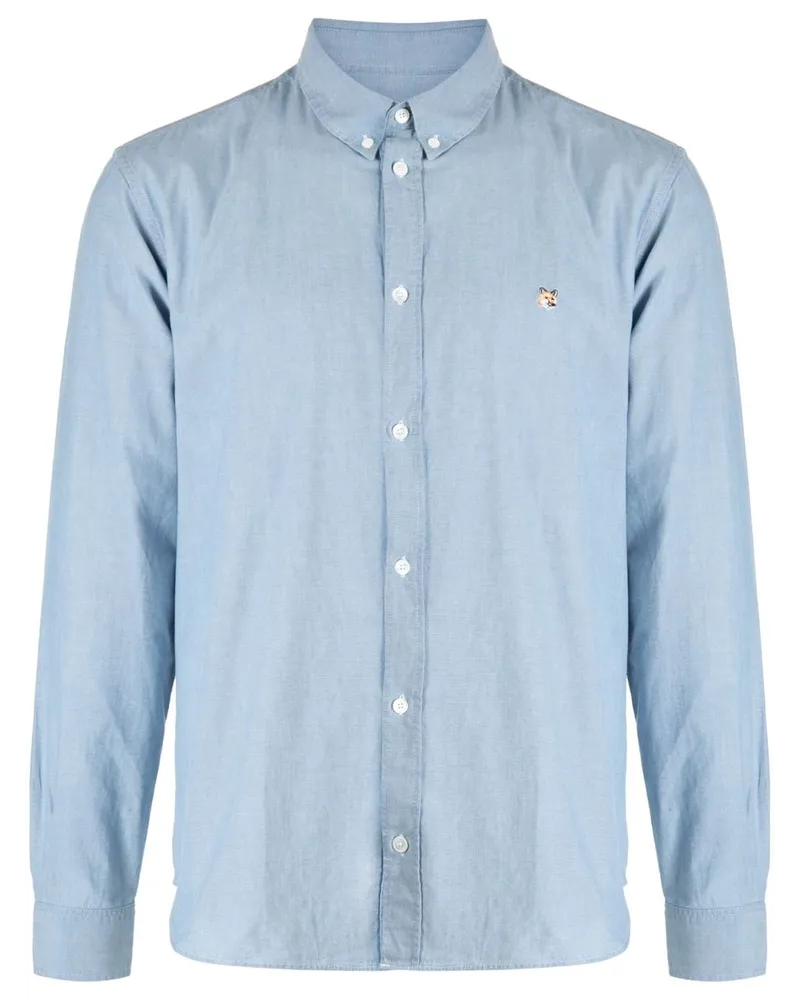 Kitsuné Hemd mit Logo-Stickerei - Blau Blau