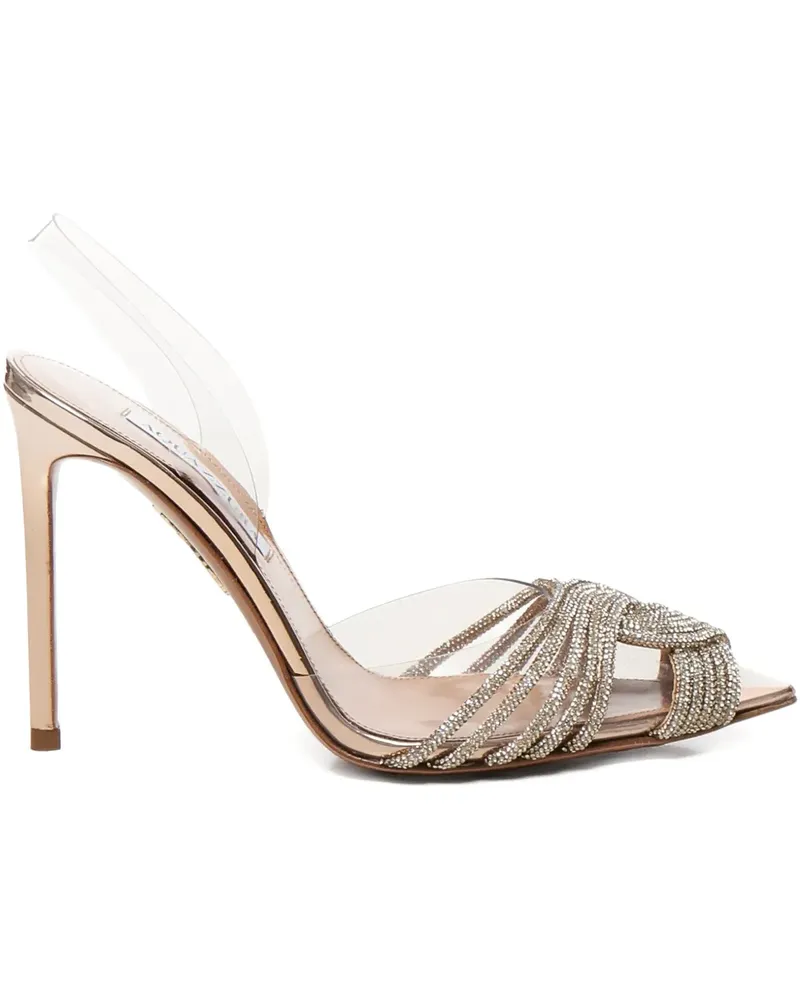 Aquazzura Gatsby Slingback-Pumps mit Kristallen 105mm - Silber Silber