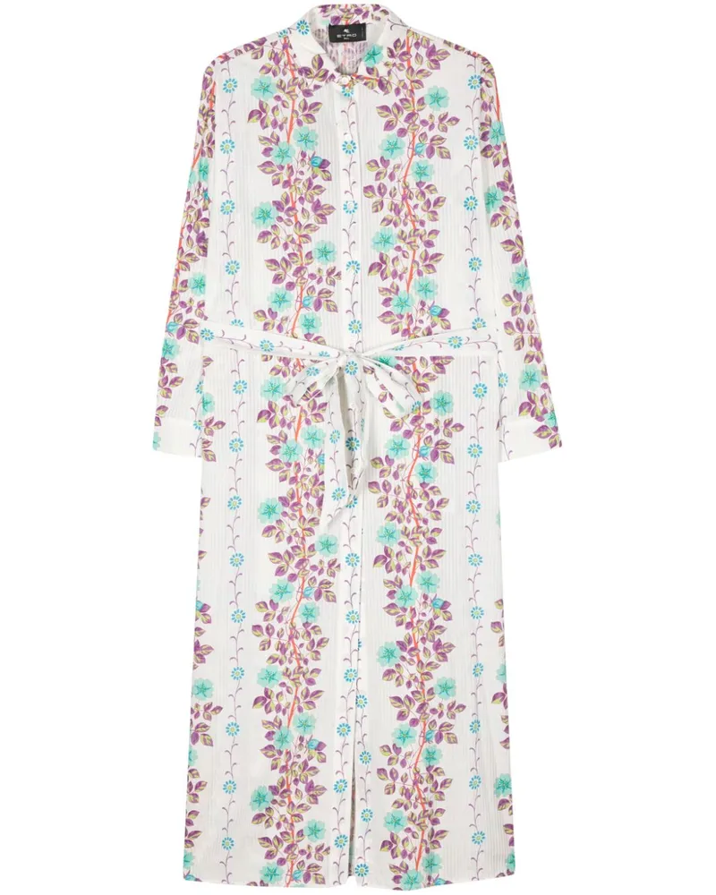 Etro Hemdkleid mit Blumen-Print - Weiß Weiß