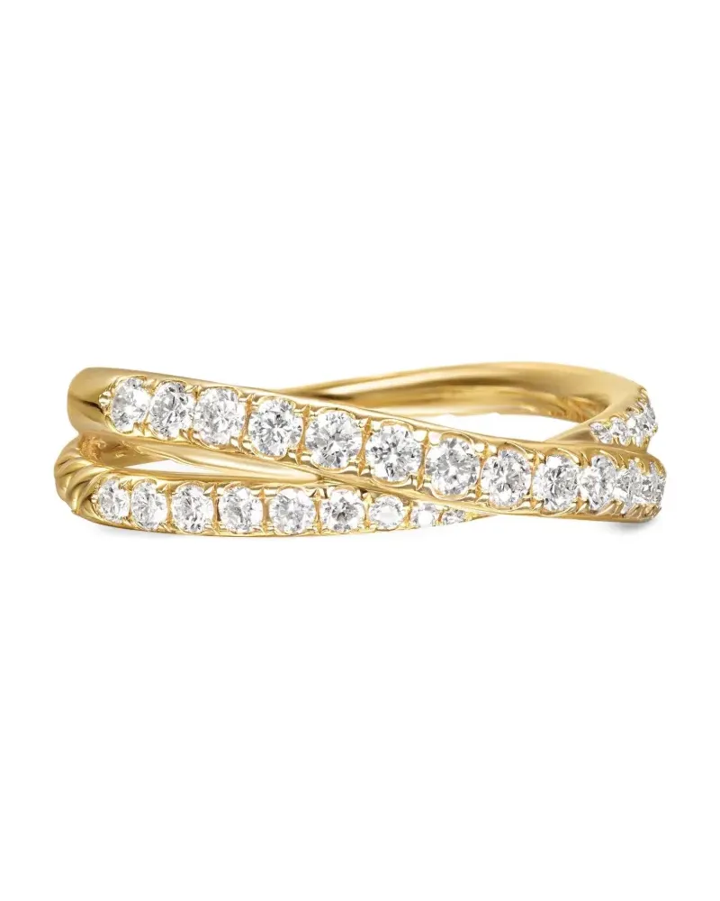 David Yurman 18kt Pavé Crossover Gelbgoldring mit Diamanten (6mm Gold