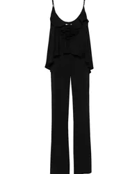 NISSA Satin-Jumpsuit mit Blumenapplikation Schwarz