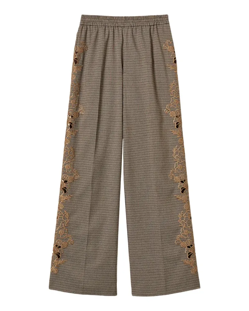 Twin-Set houndstooth palazzo trousers with embroidery - Braun Braun