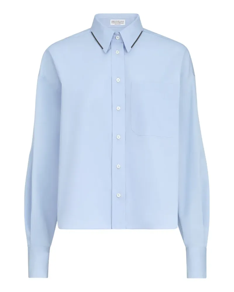 Brunello Cucinelli Hemd aus Baumwoll-Popeline mit Glanzdetails - Blau Blau