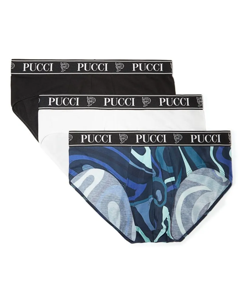Emilio Pucci Set aus drei Slips mit Logo-Bund - Weiß Weiß