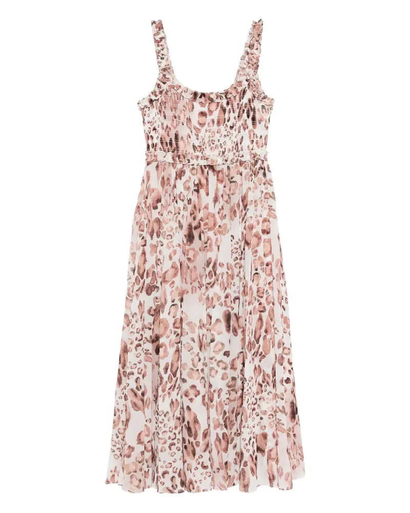 Needle & Thread Gesmoktes Abendkleid mit Leopardenmuster - Nude Nude