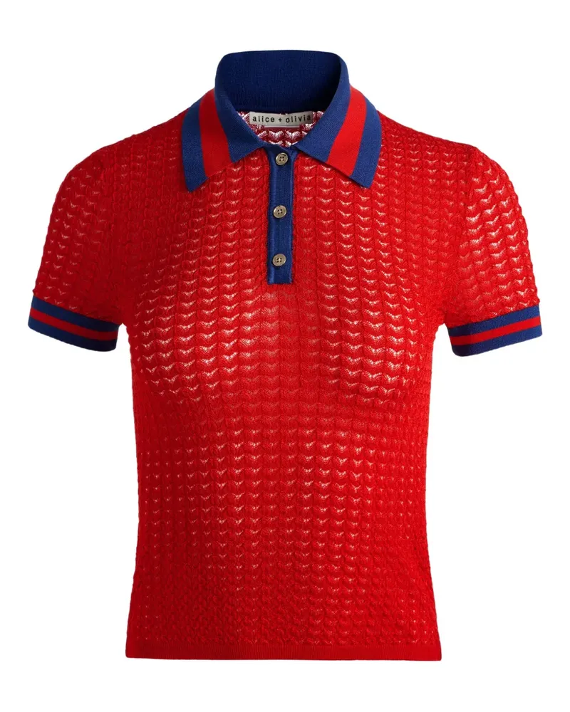 Alice + Olivia Martha Poloshirt aus Pointelle - Rot Rot