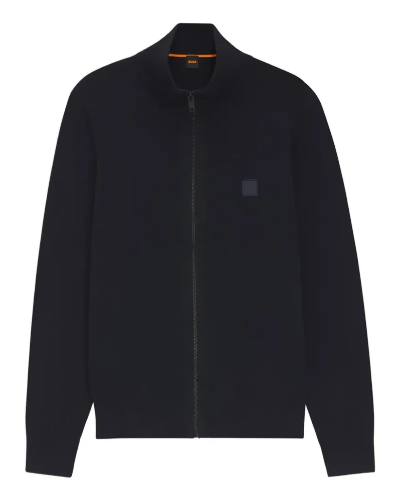 HUGO BOSS Sweatshirtjacke mit Logo-Patch - Schwarz Schwarz