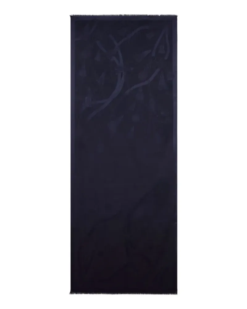 Etro Jacquard-Schal aus Seide und Wolle mit Ton-in-Ton-Anhänger - Blau Blau