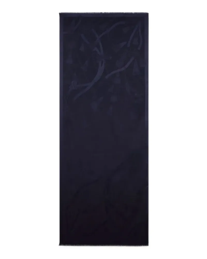 Etro Jacquard-Schal aus Seide und Wolle mit Ton-in-Ton-Anhänger - Blau Blau
