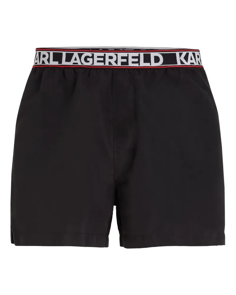 Karl Lagerfeld Essential Badeshorts mit Logo-Print - Schwarz Schwarz