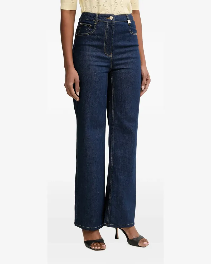 Morgan Weite Jeans mit Kontrastnähten - Blau Blau