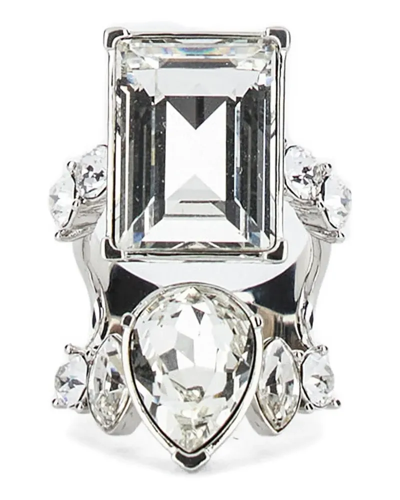 Alexander McQueen Ring mit Kristallen - Metallic Metallic