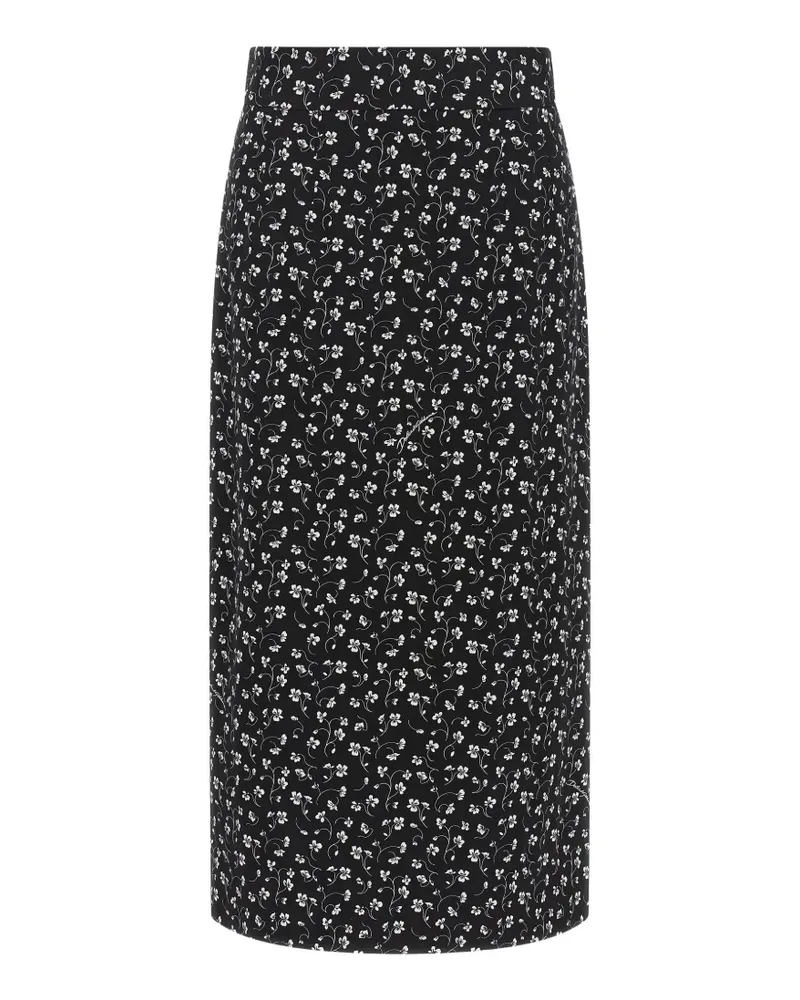 Dolce & Gabbana floral-print midi pencil skirt - Schwarz Schwarz