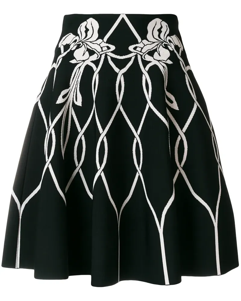 Alexander McQueen Strickrock mit hohem Bund - Schwarz Schwarz