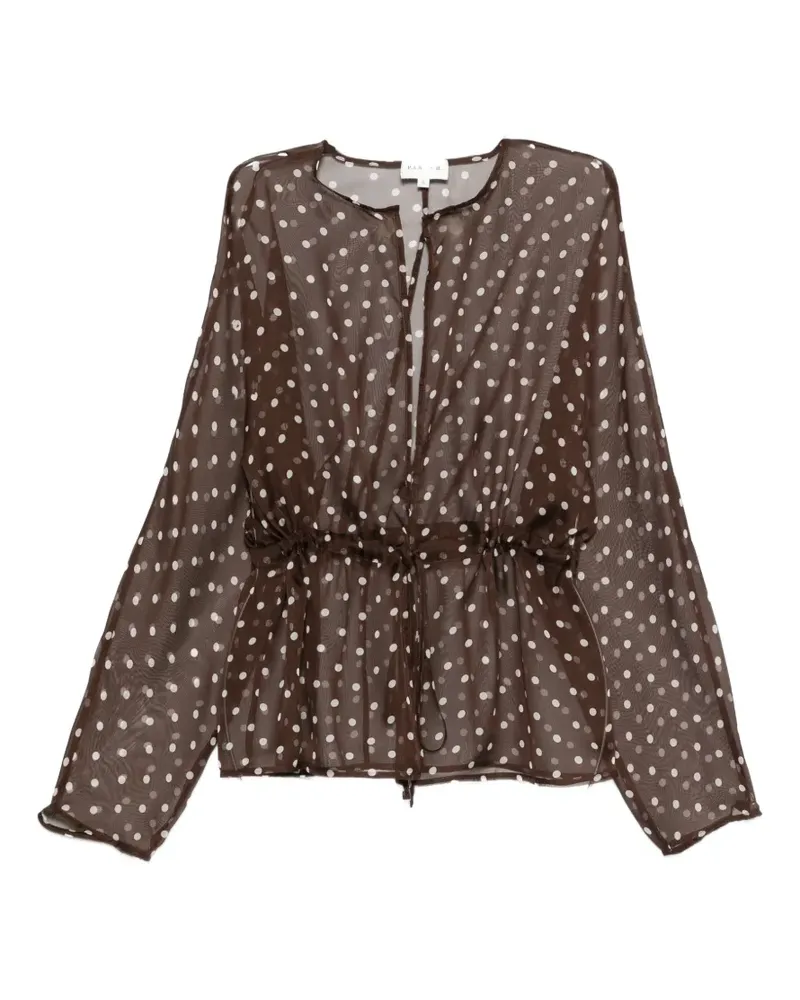 P.A.R.O.S.H. P.A.R.O H. polka-dot drawstring blouse - Braun Braun