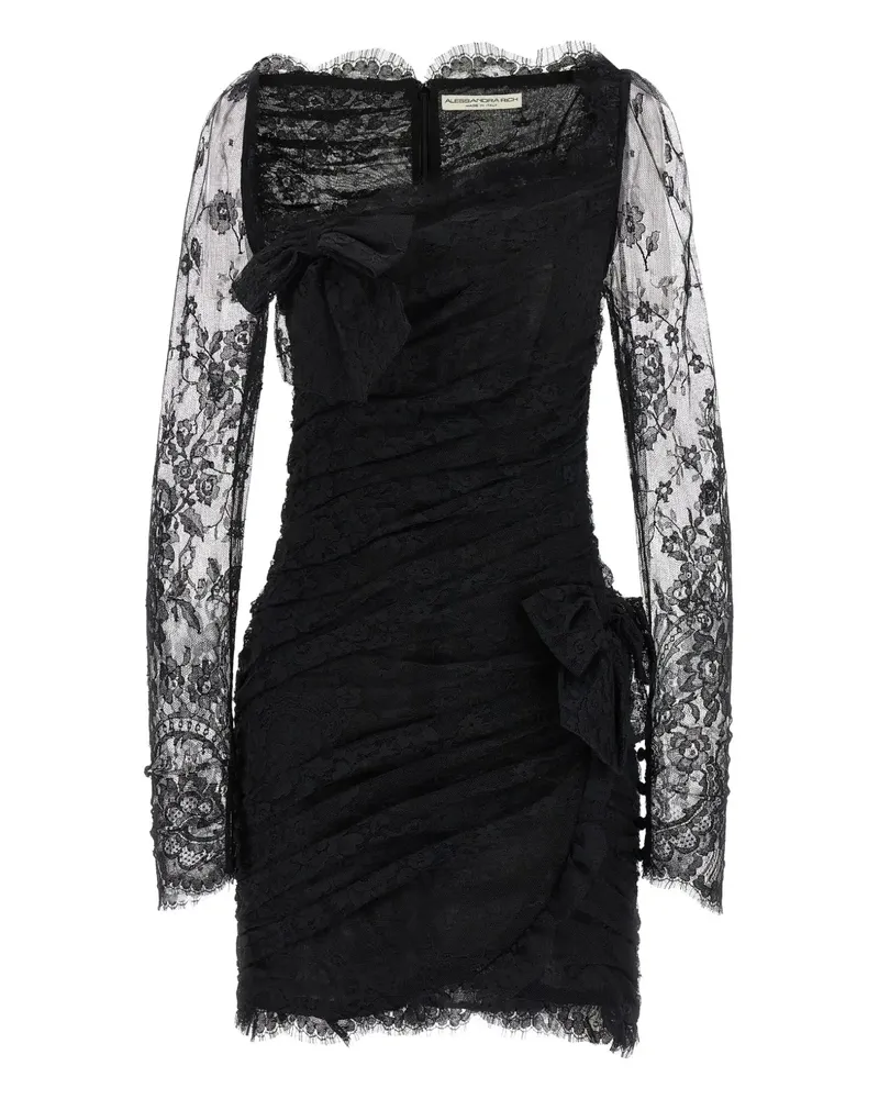 Alessandra Rich Minikleid mit Schleife und Spitze - Schwarz Schwarz