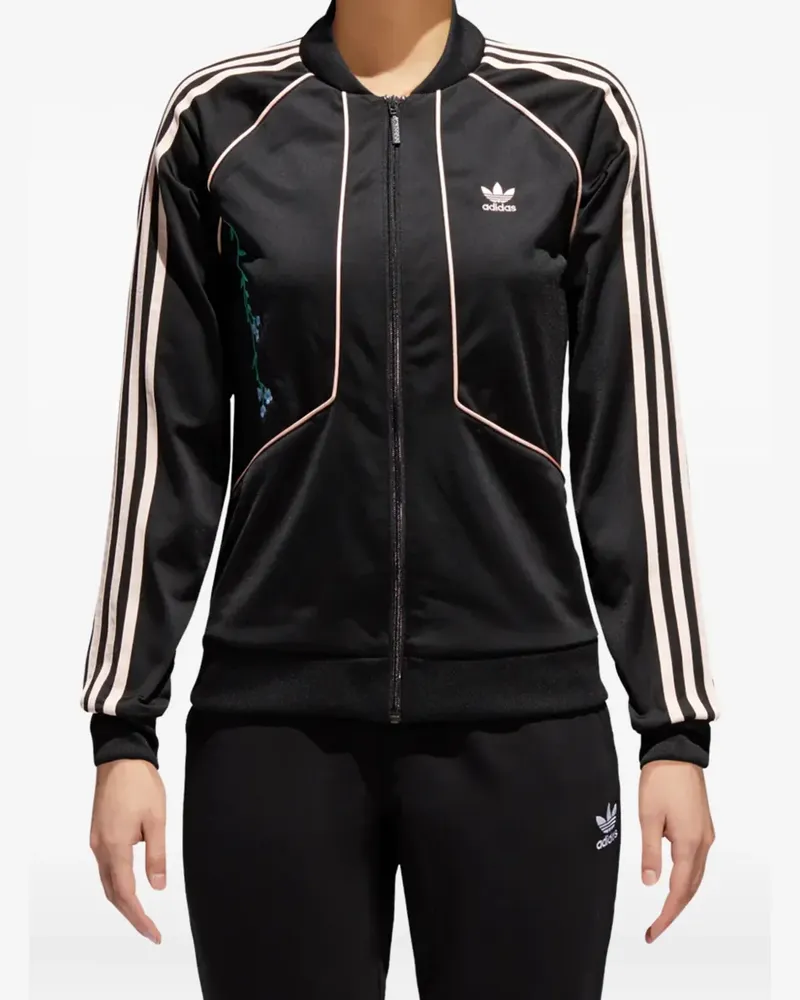 adidas Originals Joggingoberteil mit Blumenstickerei - Schwarz Schwarz