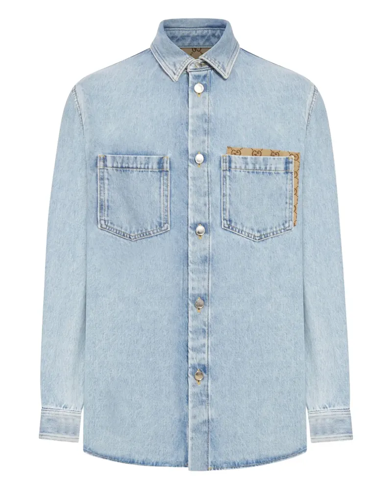 Gucci Hemd mit aufgesetzter Tasche - Blau Blau