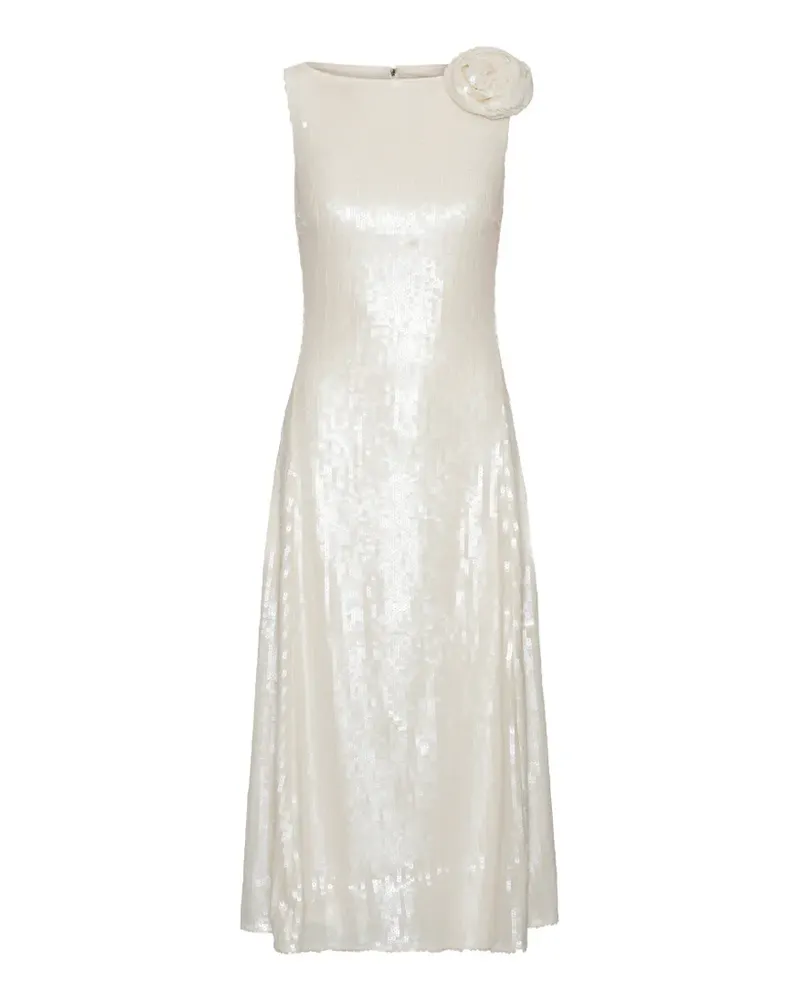 ROTATE Birger Christensen sequins midi flared dress white - Weiß Weiß