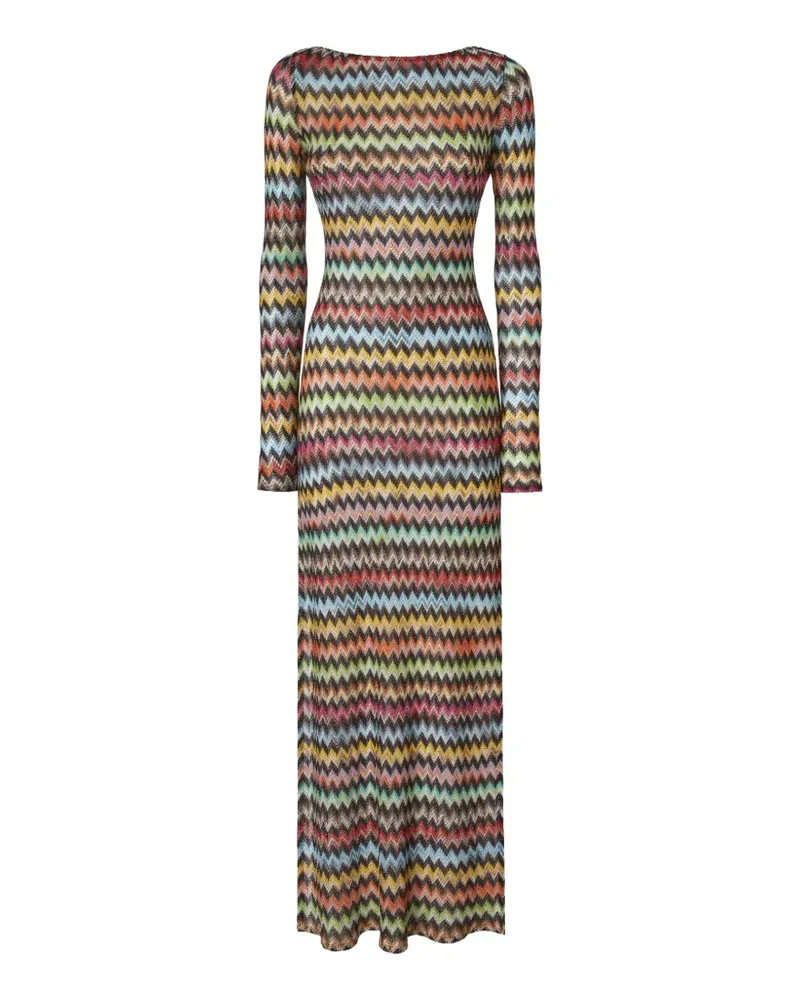 Missoni Langärmeliges Strandkleid mit Zickzackmuster - Braun Braun