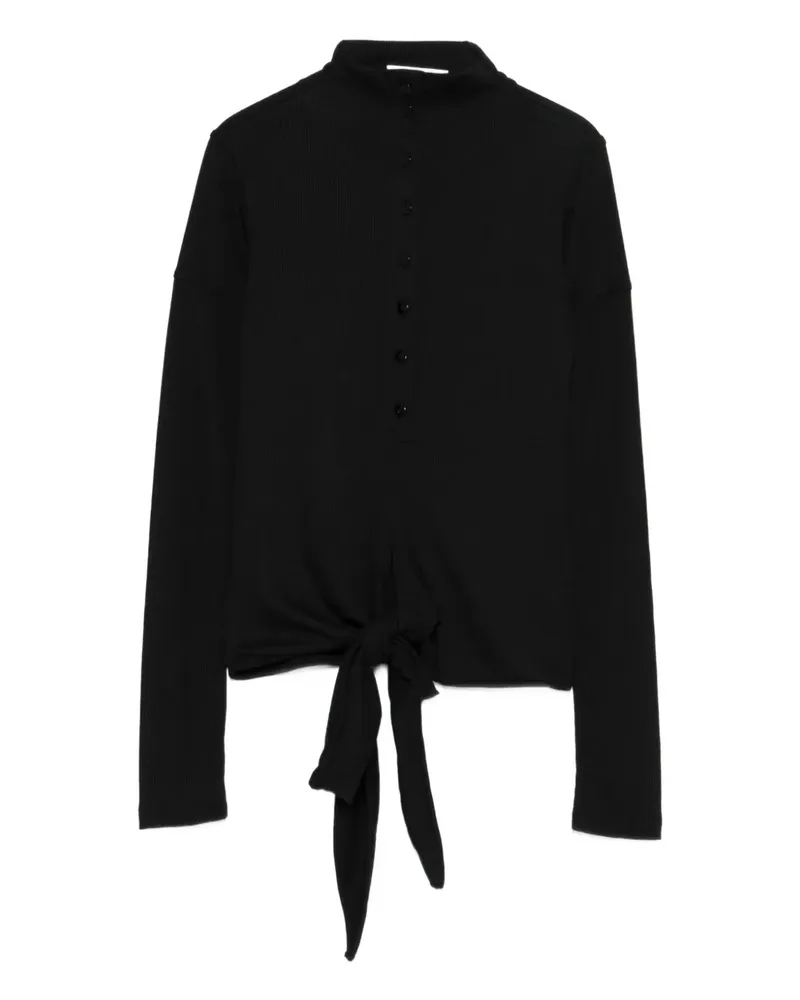 LOW CLASSIC Bluse mit Knotendetail - Schwarz Schwarz