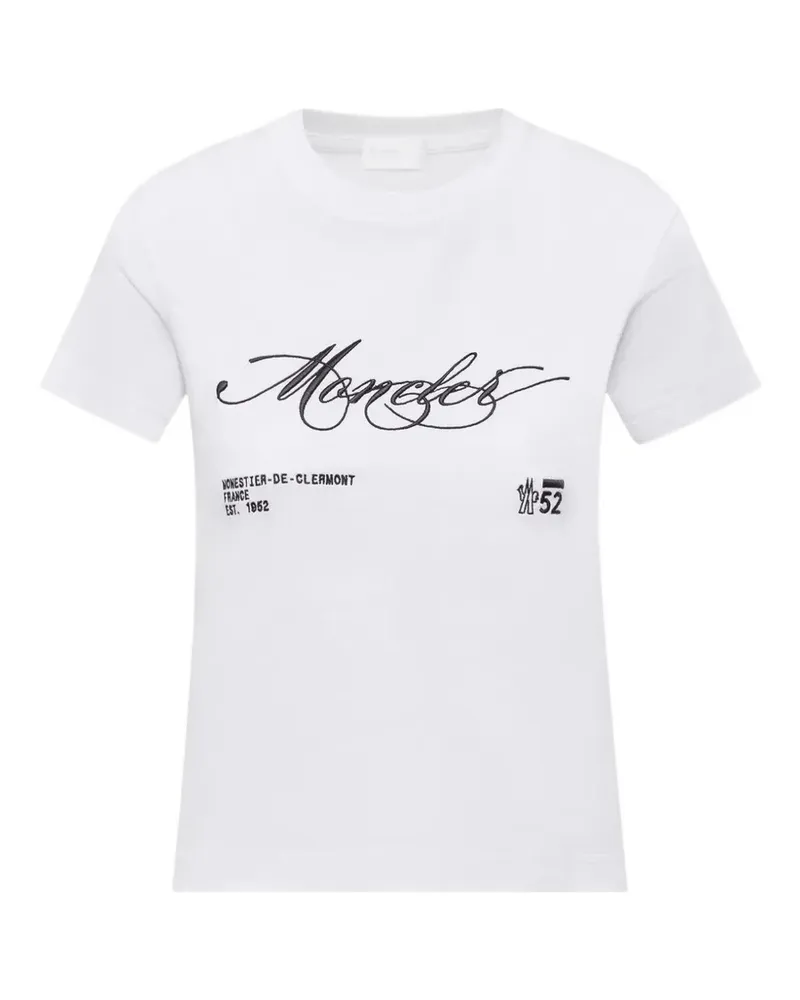 Moncler T-Shirt mit Logo-Stickerei - Weiß Weiß