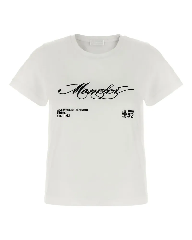 Moncler T-Shirt mit Logo-Stickerei - Weiß Weiß