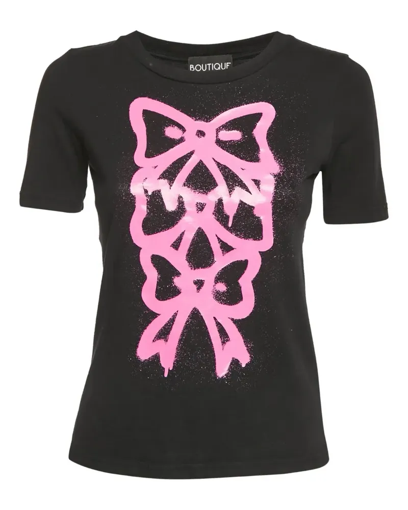 Moschino T-Shirt mit Schleifen-Print - Schwarz Schwarz