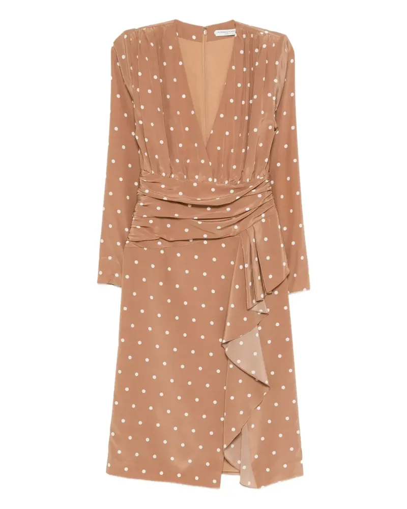 Alessandra Rich Midikleid mit Polka Dots - Braun Braun