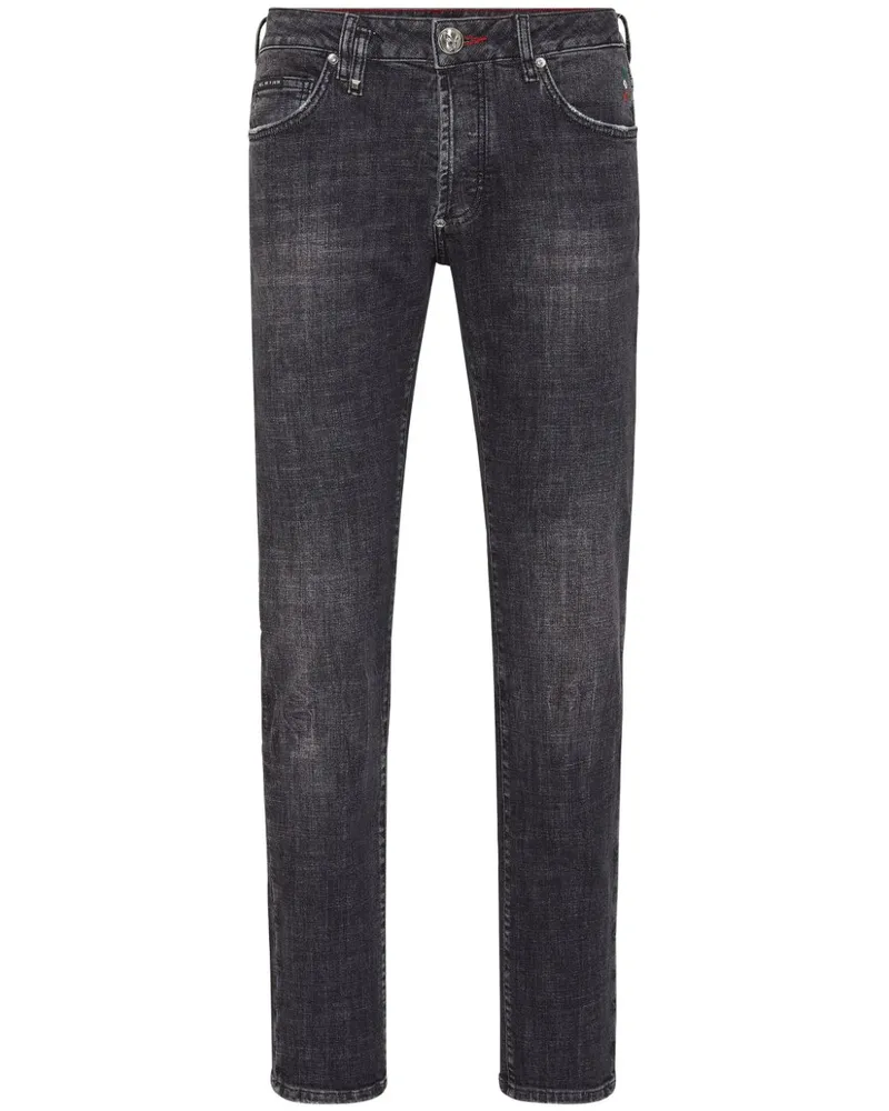 Philipp Plein Tief sitzende Straight-Leg-Jeans - Schwarz Schwarz