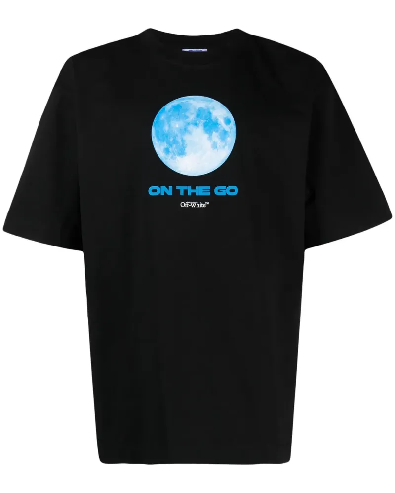OFF-WHITE T-Shirt mit Mond-Print - Schwarz Schwarz