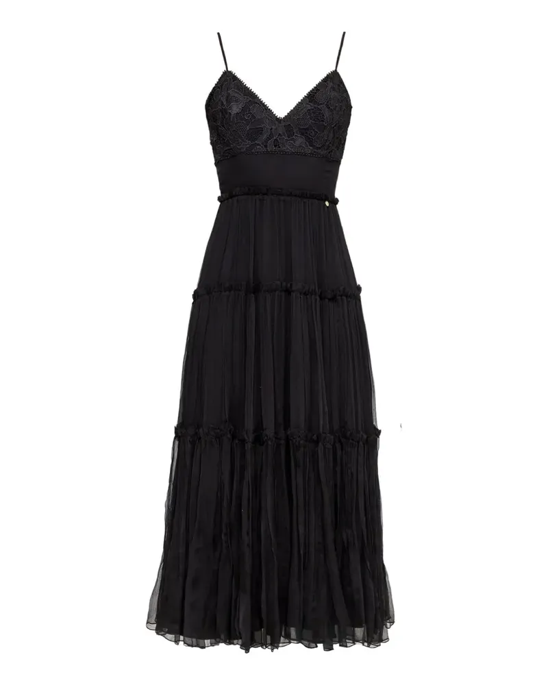 NISSA Midikleid mit Blumenstickerei - Schwarz Schwarz