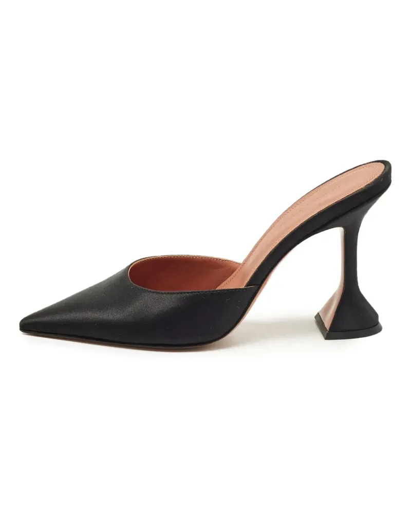 Amina Muaddi Fiona satin heeled mules - Schwarz Schwarz