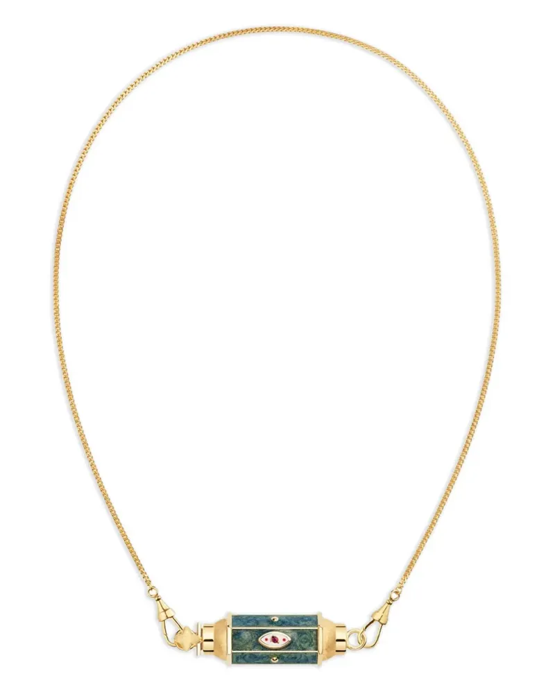 Marie Lichtenberg green evil eye necklace - Gold Gold