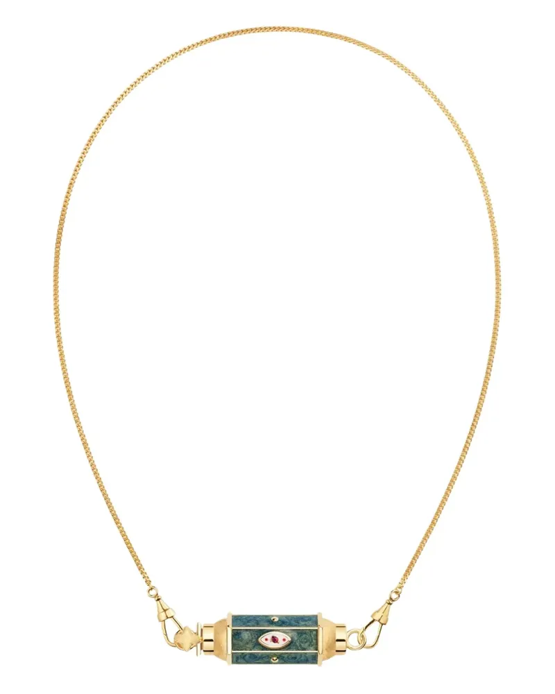 Marie Lichtenberg green evil eye necklace - Gold Gold