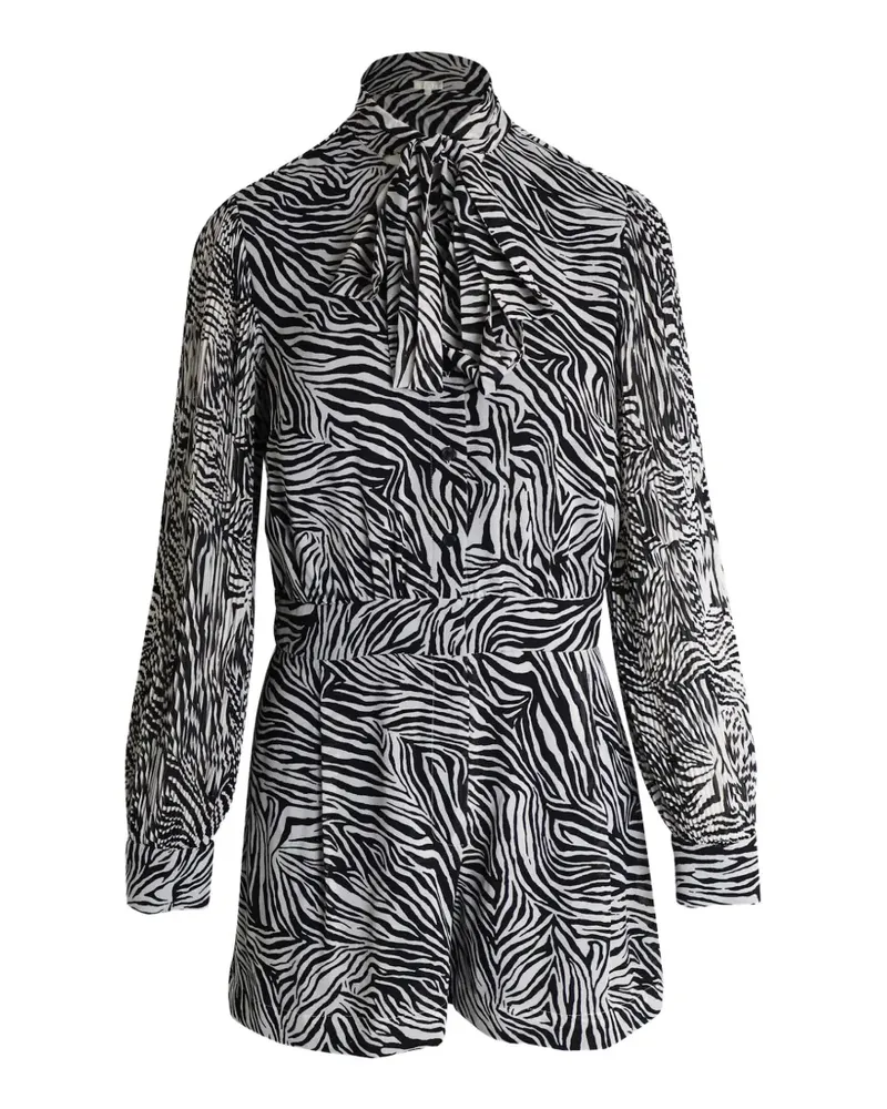 Michael Kors pussy-bow animal print playsuit - Schwarz Schwarz