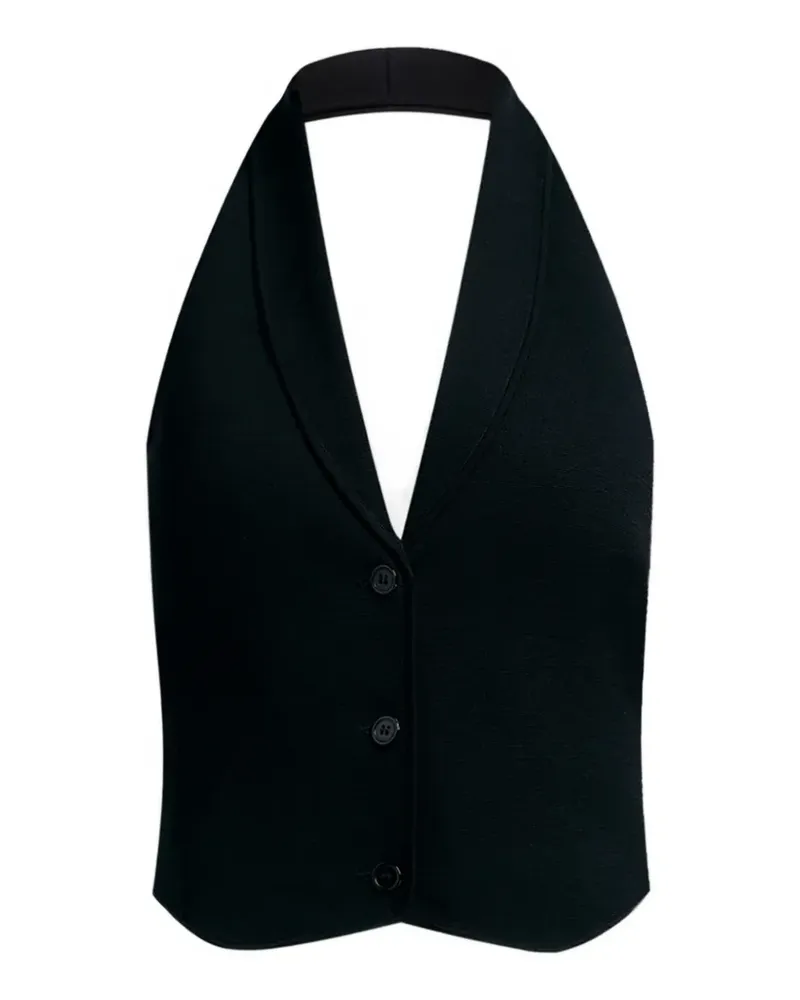 12 STOREEZ Rückenfreie Weste mit Knöpfen - Schwarz Schwarz