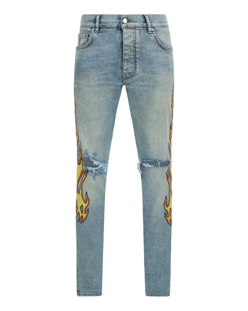 Amiri flames emb skinny jeans - Blau Blau