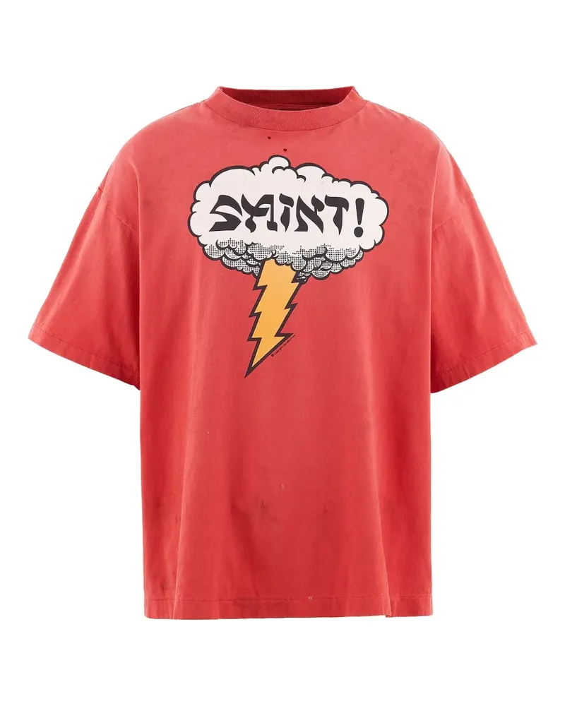 SAINT MXXXXXX T-Shirt im Distressed-Look - Rot Rot