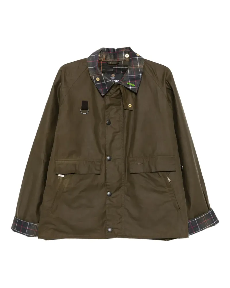 Barbour Gewachste Jacke mit Schottenkaro - Grün Grün