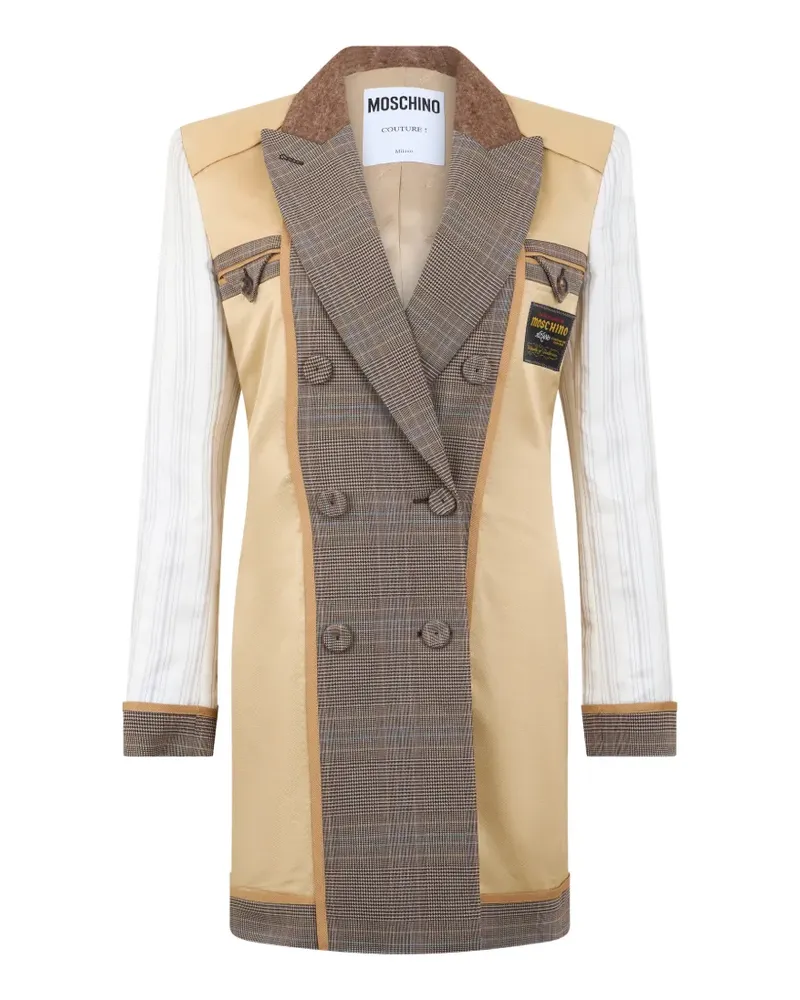 Moschino double-breasted patchwork coat - Nude Nude