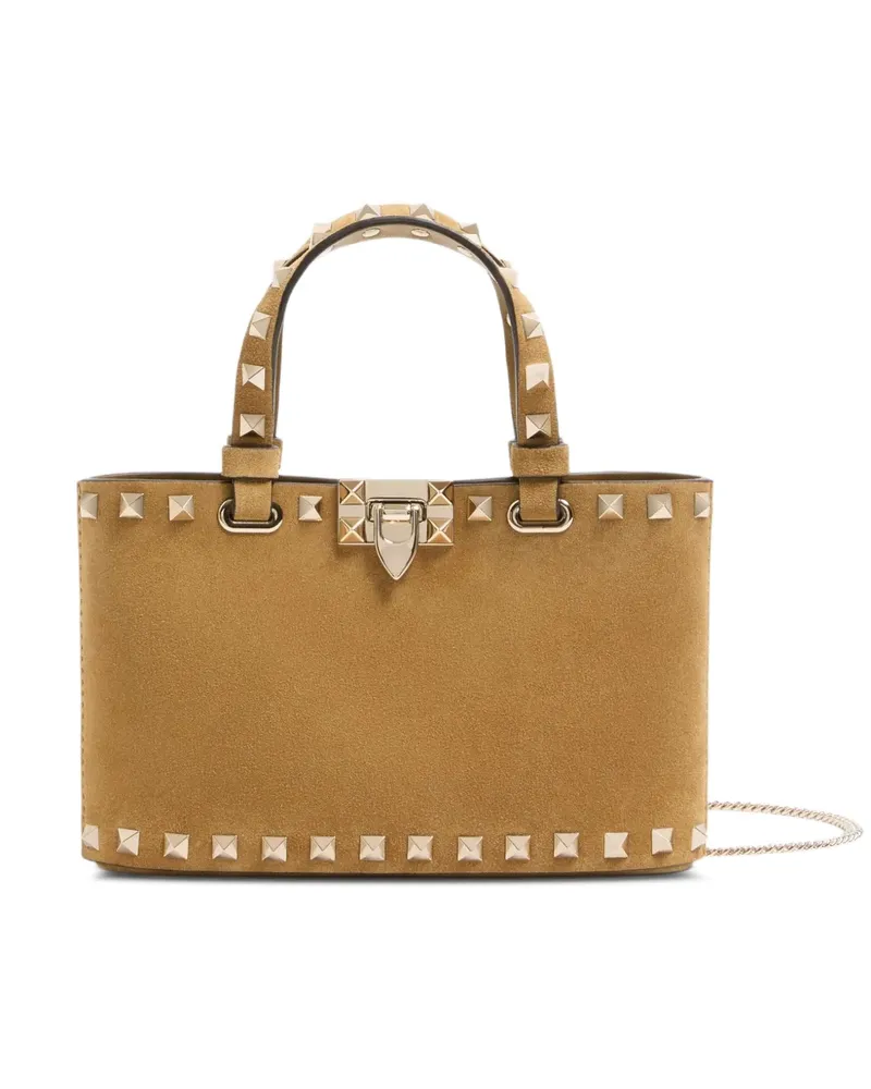 Valentino Garavani Rockstud mini suede shopping bag - Nude Nude