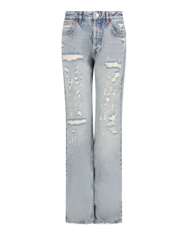 Isabel Marant distressed-embellishment straight-leg jeans - Blau Blau