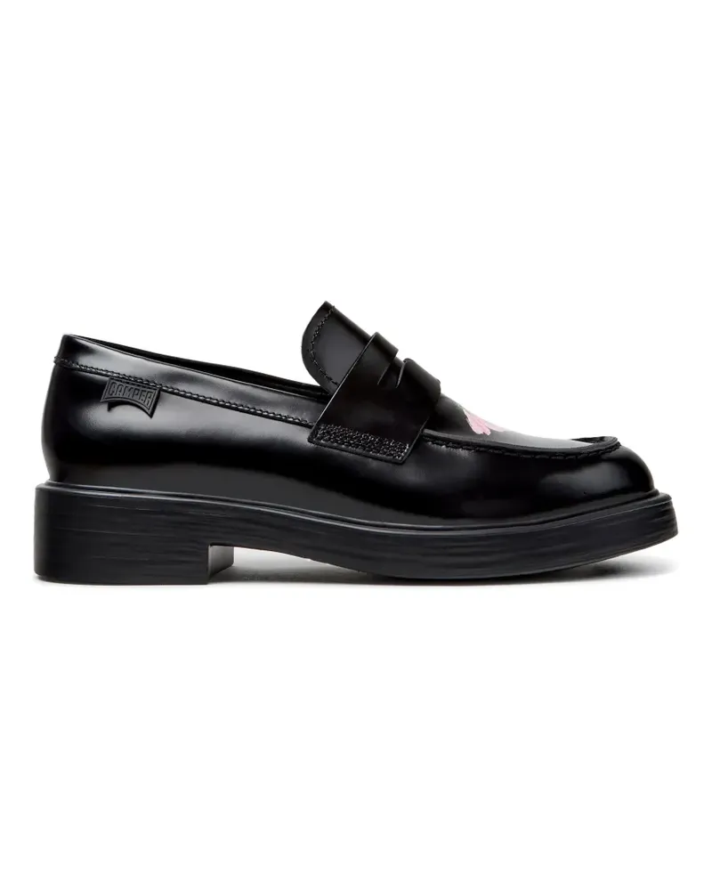 Camper Dean Loafer mit Blumenprint - Schwarz Schwarz