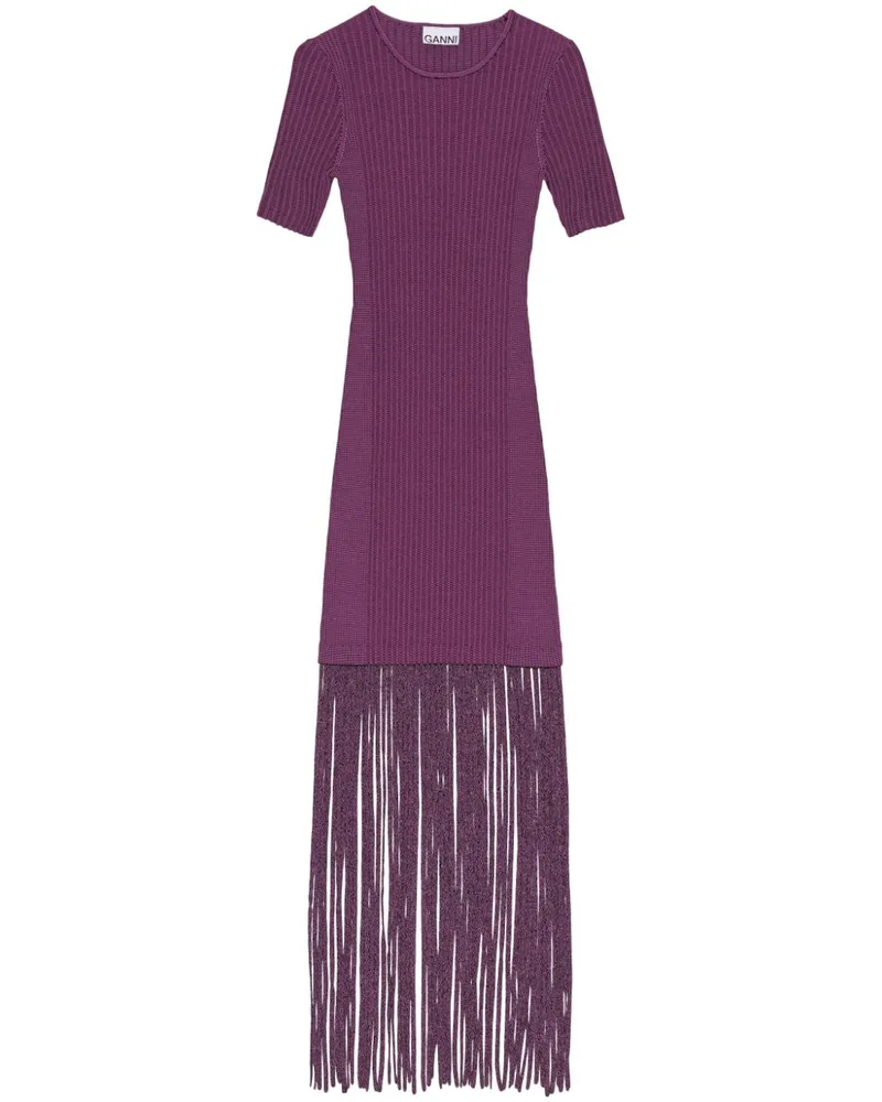 Ganni Strickkleid mit Fransen - Violett Violett