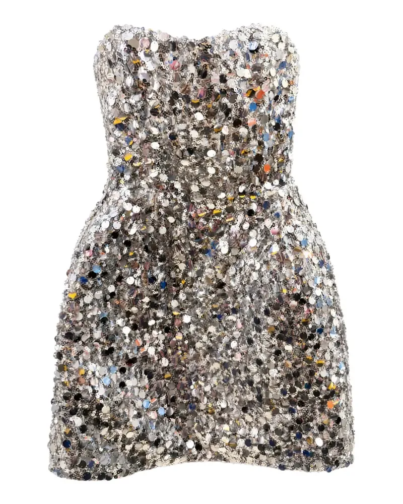 BRONX AND BANCO Schulterfreies Minikleid mit Pailletten - Silber Silber